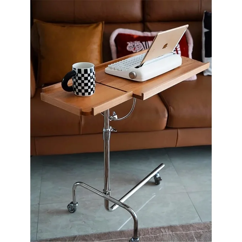 Creative Wooden Side Table with Movable Music Stand and Magazine Storage for Modern Living Room