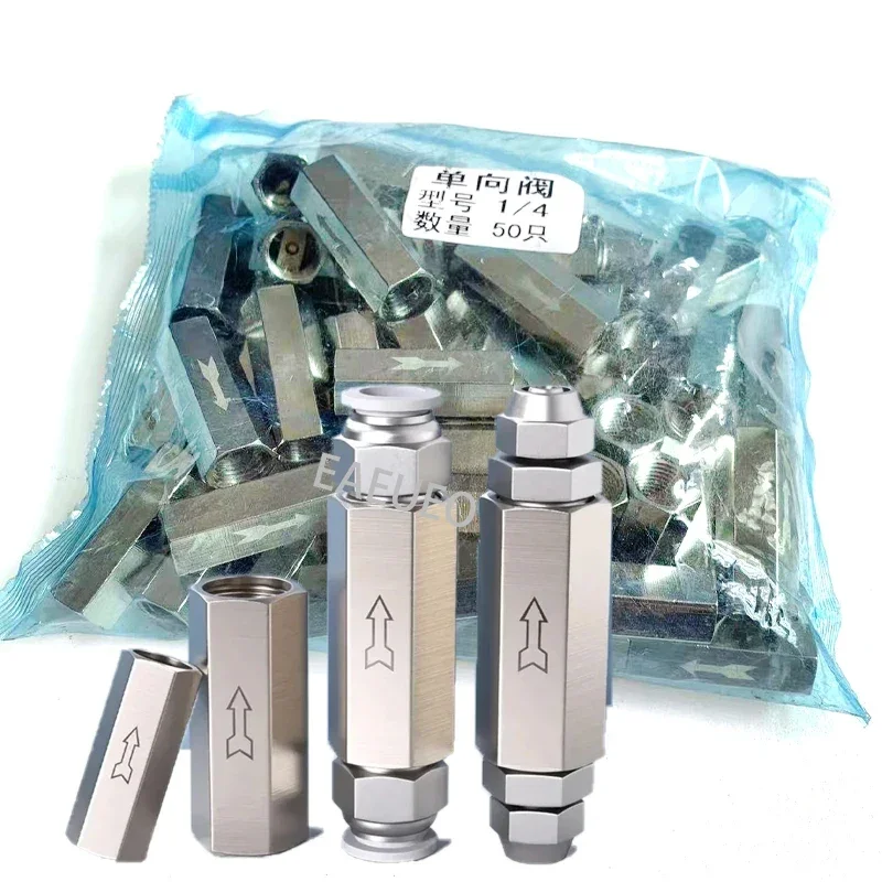 5pcs Brass Pneumatic Check Valve 6mm 8mm 10mm 12mm 1/4 OD Hose Full Port One Way Non-return Valve For Air Compressor