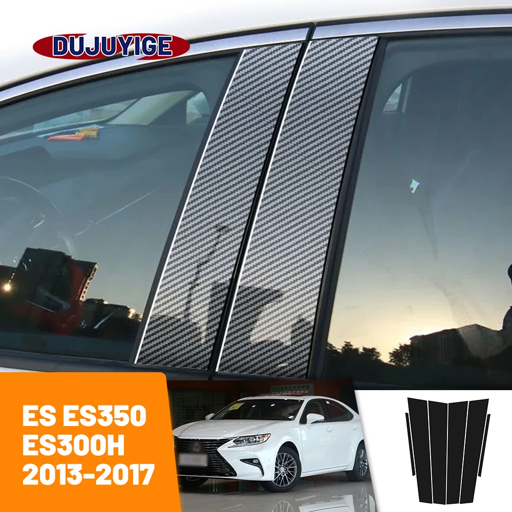 

For Lexus ES ES350 ES300H 2013-2017 2014 2015 2016 Carbon Fiber Window Door Column Deal B C Pillar Post Cover Trim Sticker