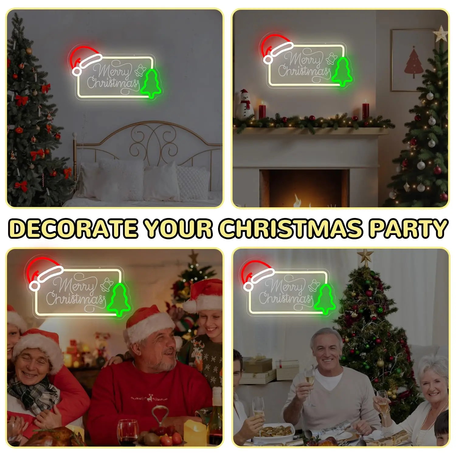 عيد ميلاد سعيد شجرة النيون نحت تضيء علامة جدار ديكور لقبعة سانتا لعيد الميلاد حفلة عطلة هدية المنزل #6