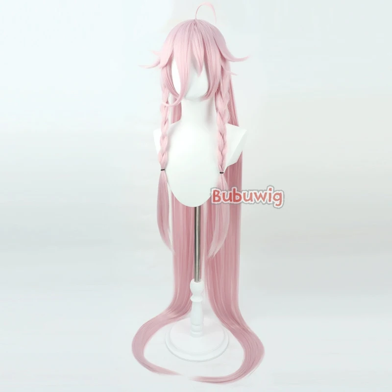 Bubuwig biblioteca de cabelo sintético ia cosplay perucas vocaloid3 biblioteca ia role play 150cm longa reta luz rosa peruca resistente ao calor