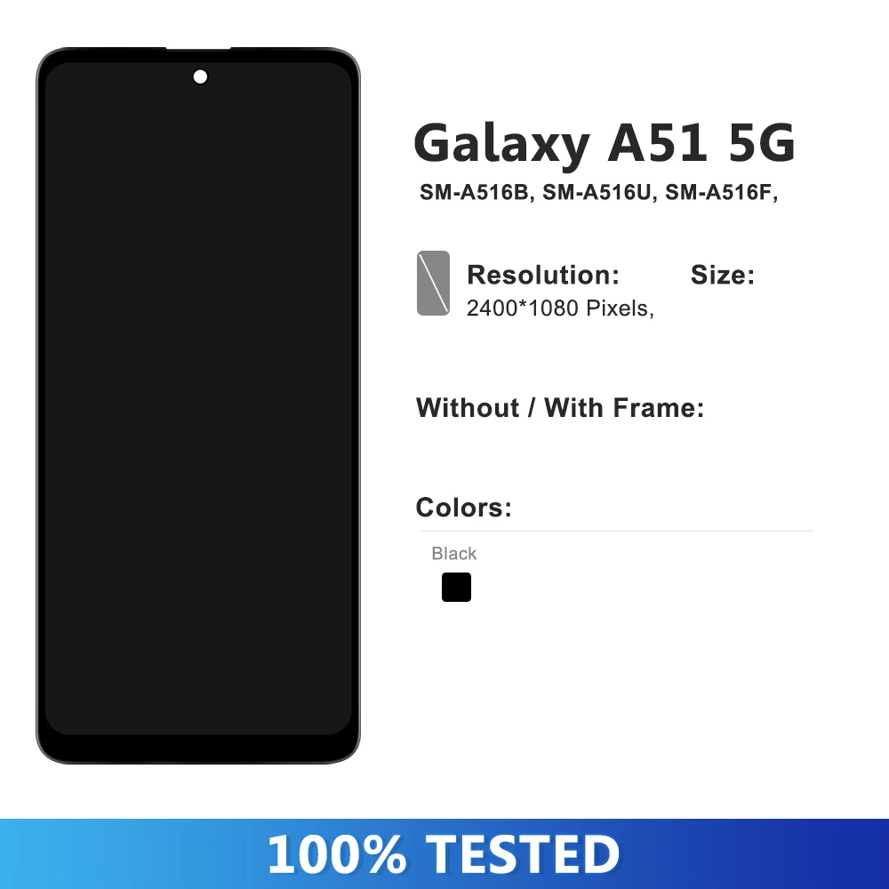 6.5'' Super AMOLED For Samsung Galaxy A51 5G A516 SM-A516F A516N A516B A516U Lcd Display Touch Screen Digitizers Replacement