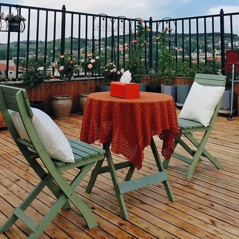 Juego de comedor plegable portátil, mesa y sillas compactas de madera para balcón o camping, resistente al agua y anticorrosión