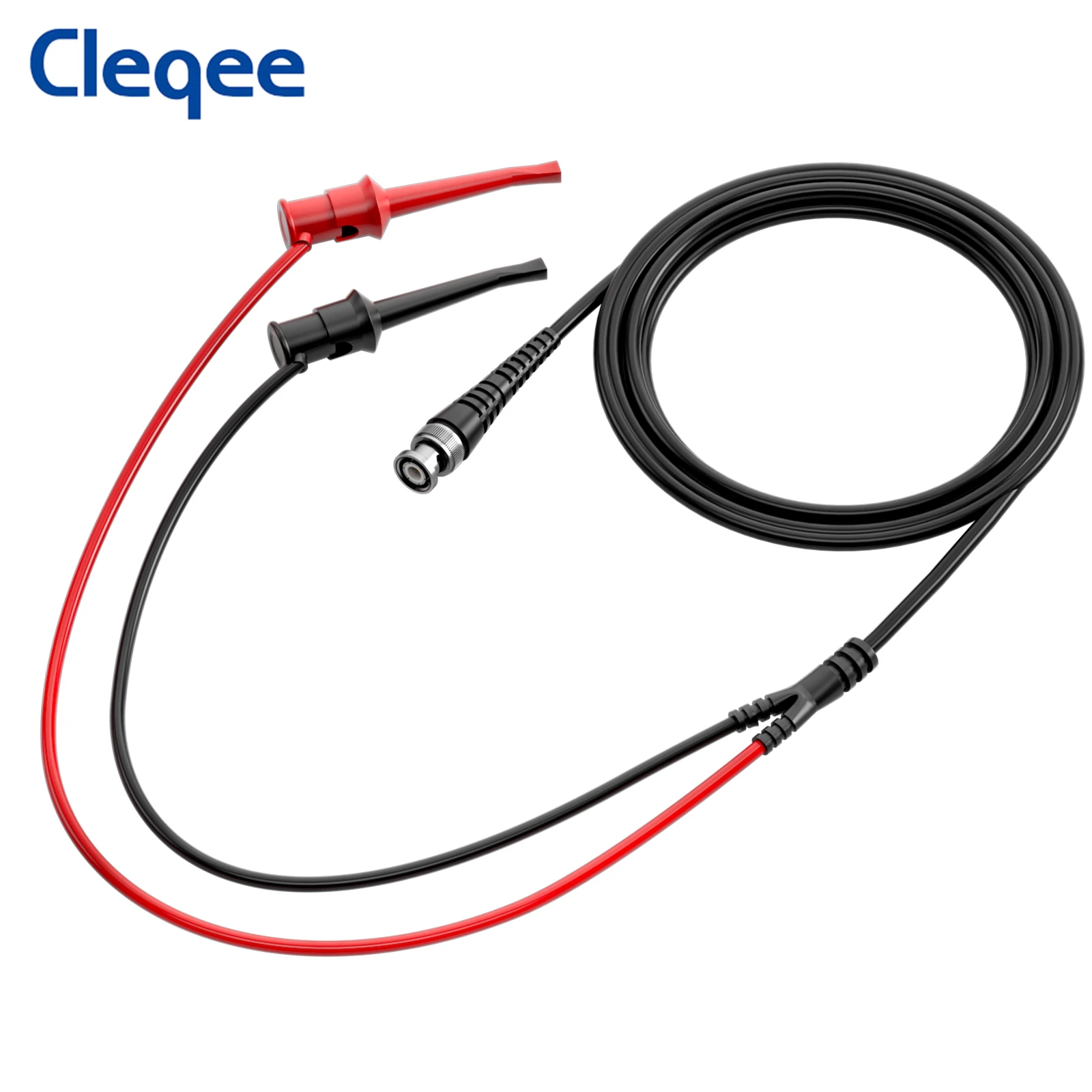 Cleqee P1007B  BNC Q9 Male Plug to Dual Test Hook Clip Oscilloscope Probe ABS Mini Grabber Test Lead 120cm Cable for Electronics