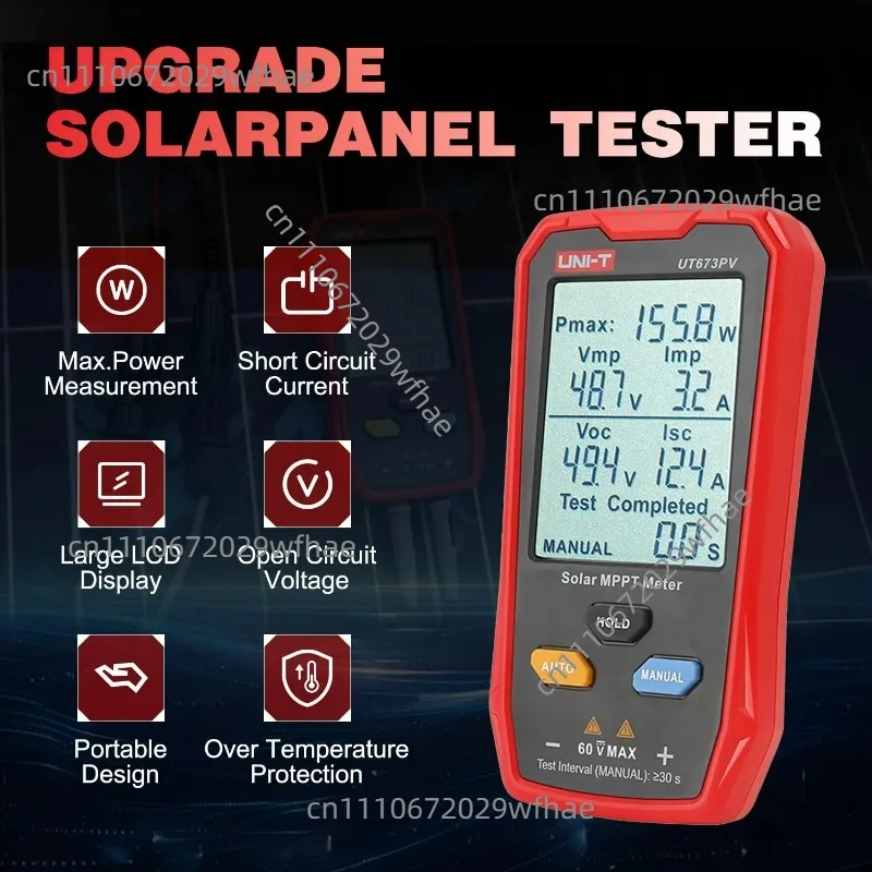 Tester Meter Solar Panel Photovoltaic Multimeter 800W, Solar MPPT Meter with Large Ultra Clear LCD, Smart MPPT Open Circuit Volt