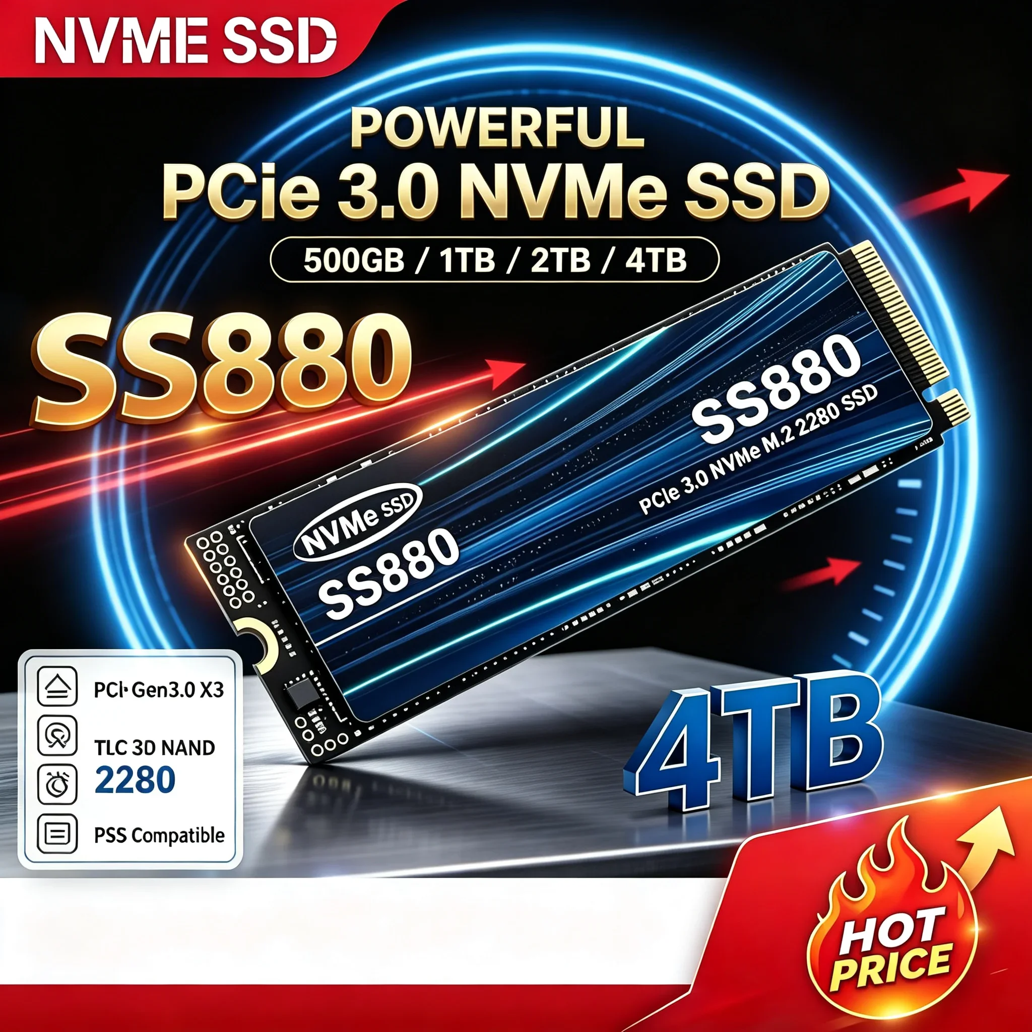 Original SS880 M2 SSD M.2 2280 PCIe3.0 1TB 2TB 4TB  NVME SSD High Speed Internal Solid State Drive Hard Disk for Laptop Desktop