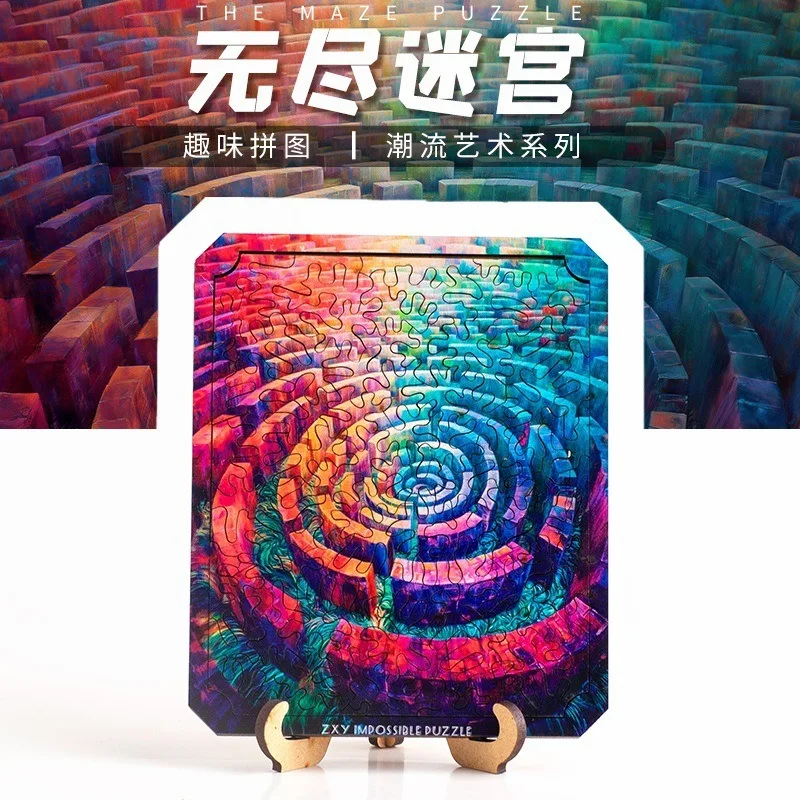 

Wooden Irregular Jigsaw Puzzle Endless Maze Game Brain Teaser Wooden Puzzles Educational Toy for Adults Kids Home Decor Gifts