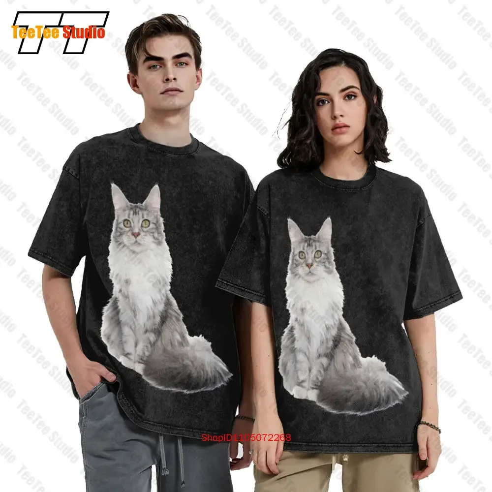 Cat Maine Coon 353576945 Cotton Vintage Oversized T-Shirt Assorted Sizes S 3Xl NQRL