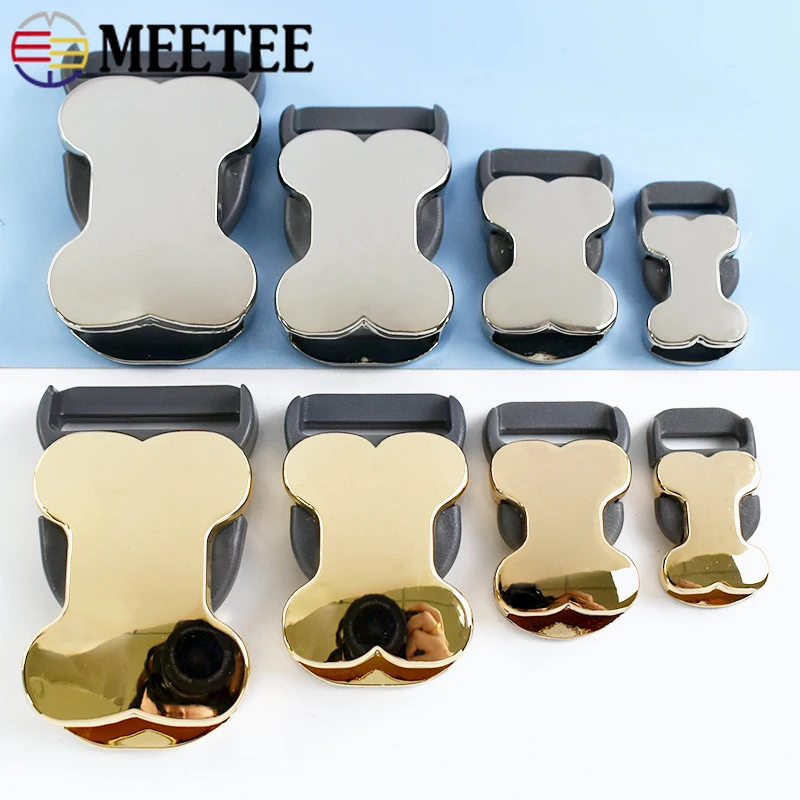 

5/10Pcs 10-25mm Metal Side Release Buckle Bag Strap Adjust Clasp Backpack Belt Loose Buckles Dog Collar Bone Shape Hook Hardware