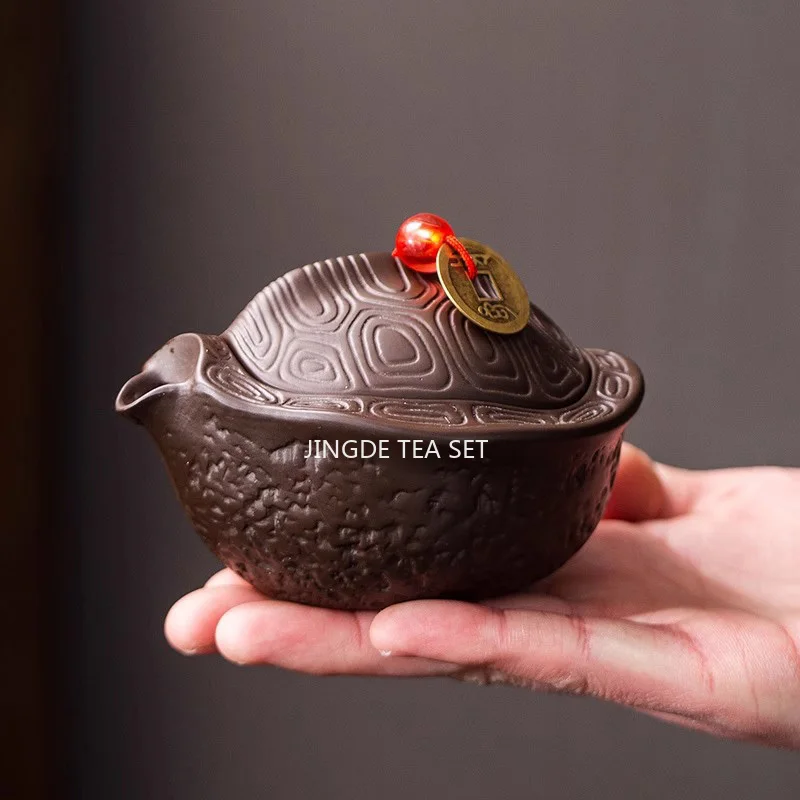 

Chinese Yixing Master's Handmade "ultra Rich" Purple Clay Teapot, Hand Held Tea Ware,Relief Carving, Tea Set Puer Tea Pot 130ml
