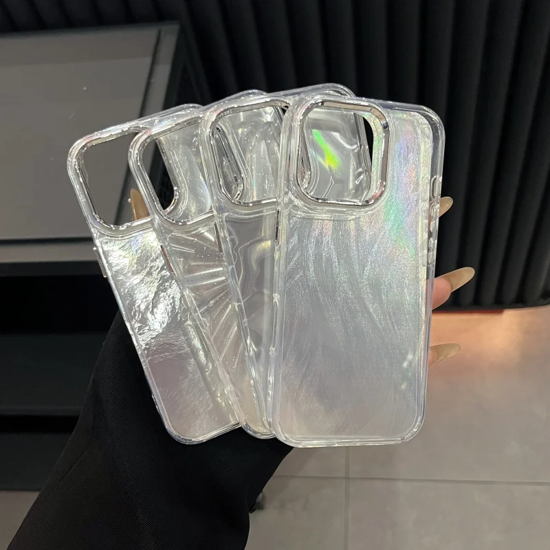 

Metal photo frame with aurora water ripple design, suitable for Apple devices16promaxNew model of women's anti-drop phone caseip
