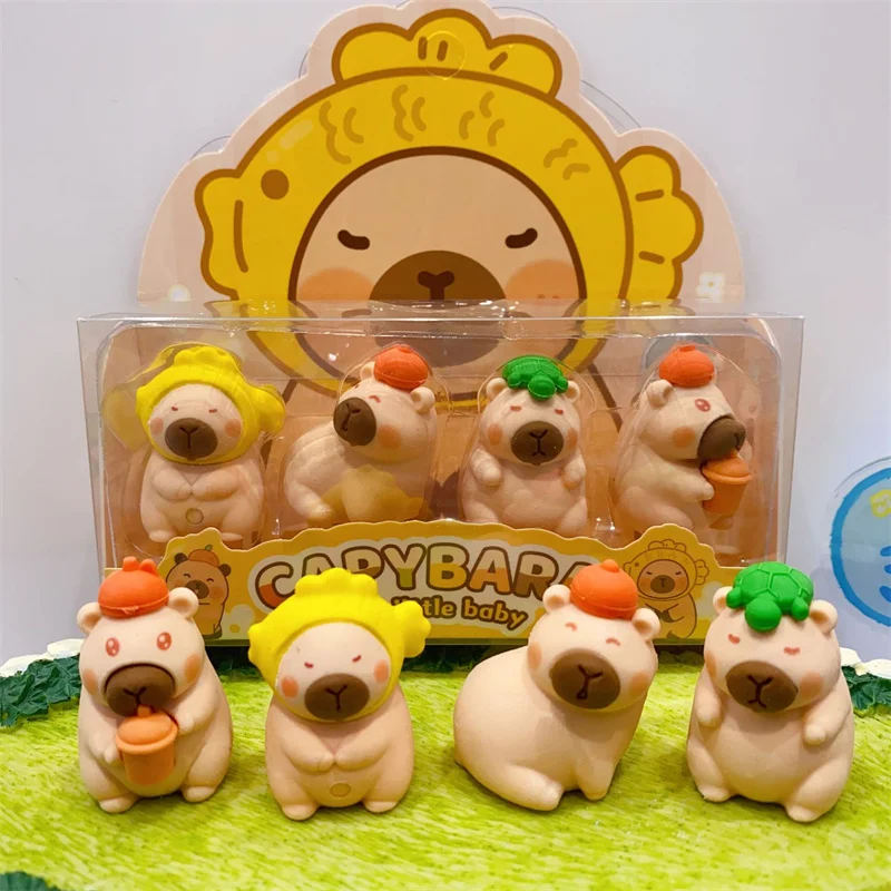 12 box/lot Creative Capybara Pencil Eraser Cute Writing Drawing Rubber Pencil Erasers Stationery Gifts School Supplies