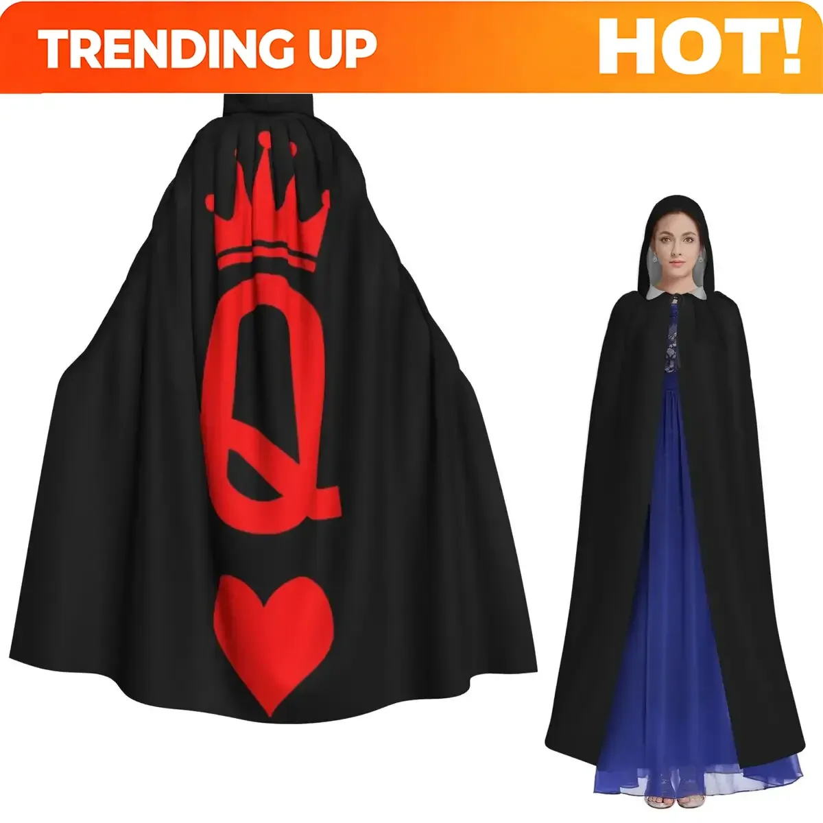 Customization Queen Of Hearts (12) Long Hooded Cloak Witch Medieval Costume Cosplay Cape HalloweenParty Adult Unisex