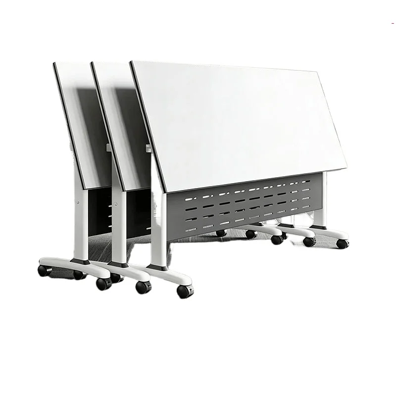

Folding conference table Movable splicing strip table with wheels Activity training desk