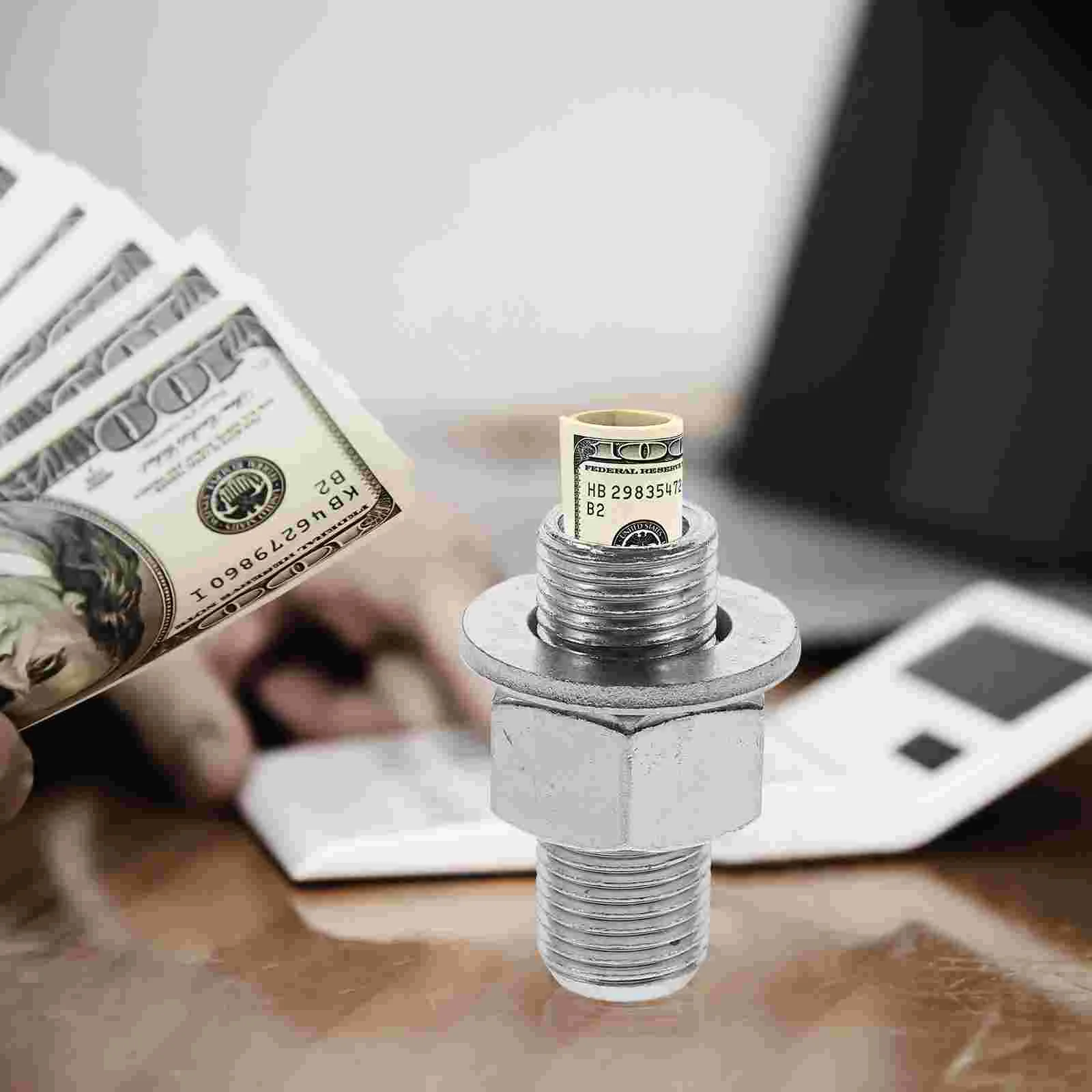 Portable Screw Money Box Small Pill Container Cash Storage Holder Spiral Silver