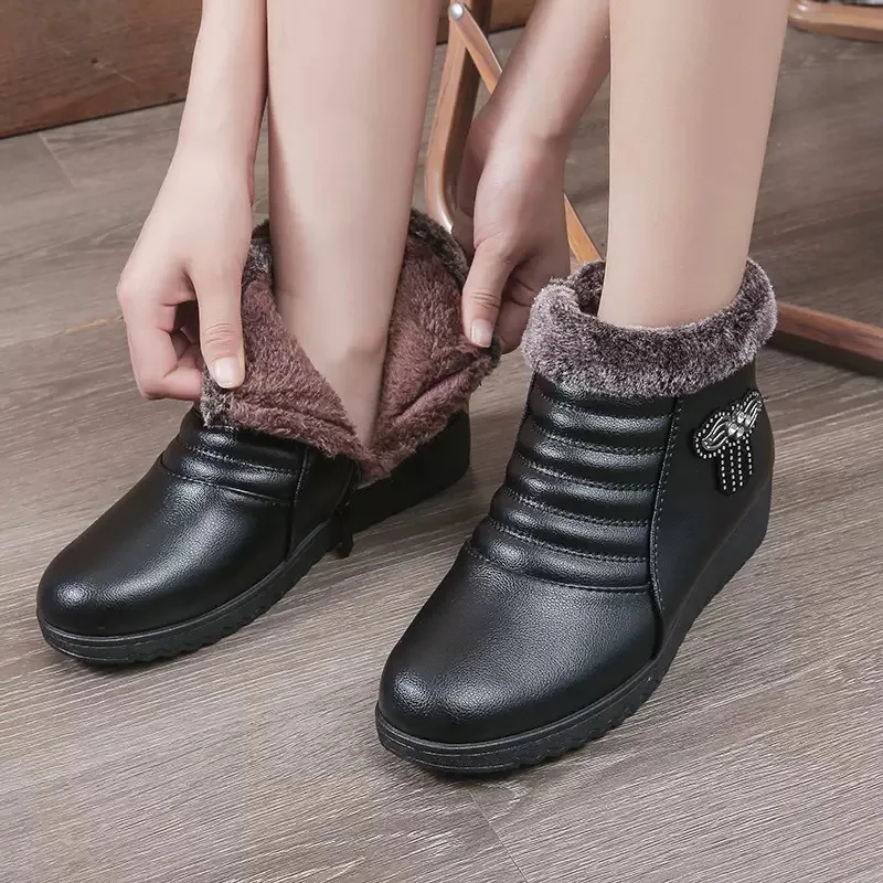 

Women Snow Boots Plush Warm Winter Boots Fashion Leather Casual Boot Winter Cotton Shoes Women Ankle Boots Botas Invierno Mujer