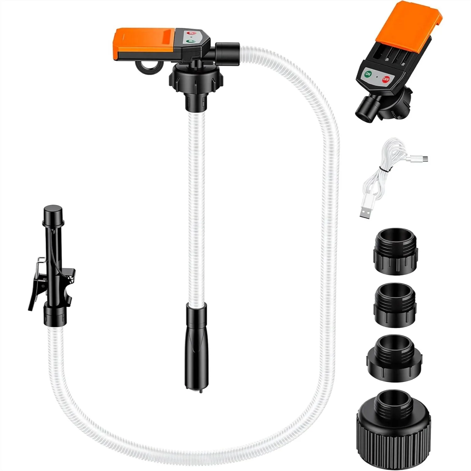 

Fuel Transfer Pump with Auto-Stop Sensor, USB/Battery Powered Portable Gas Can Pump 3.8 GPM High Flow, 51 Inch Long Hose & 4
