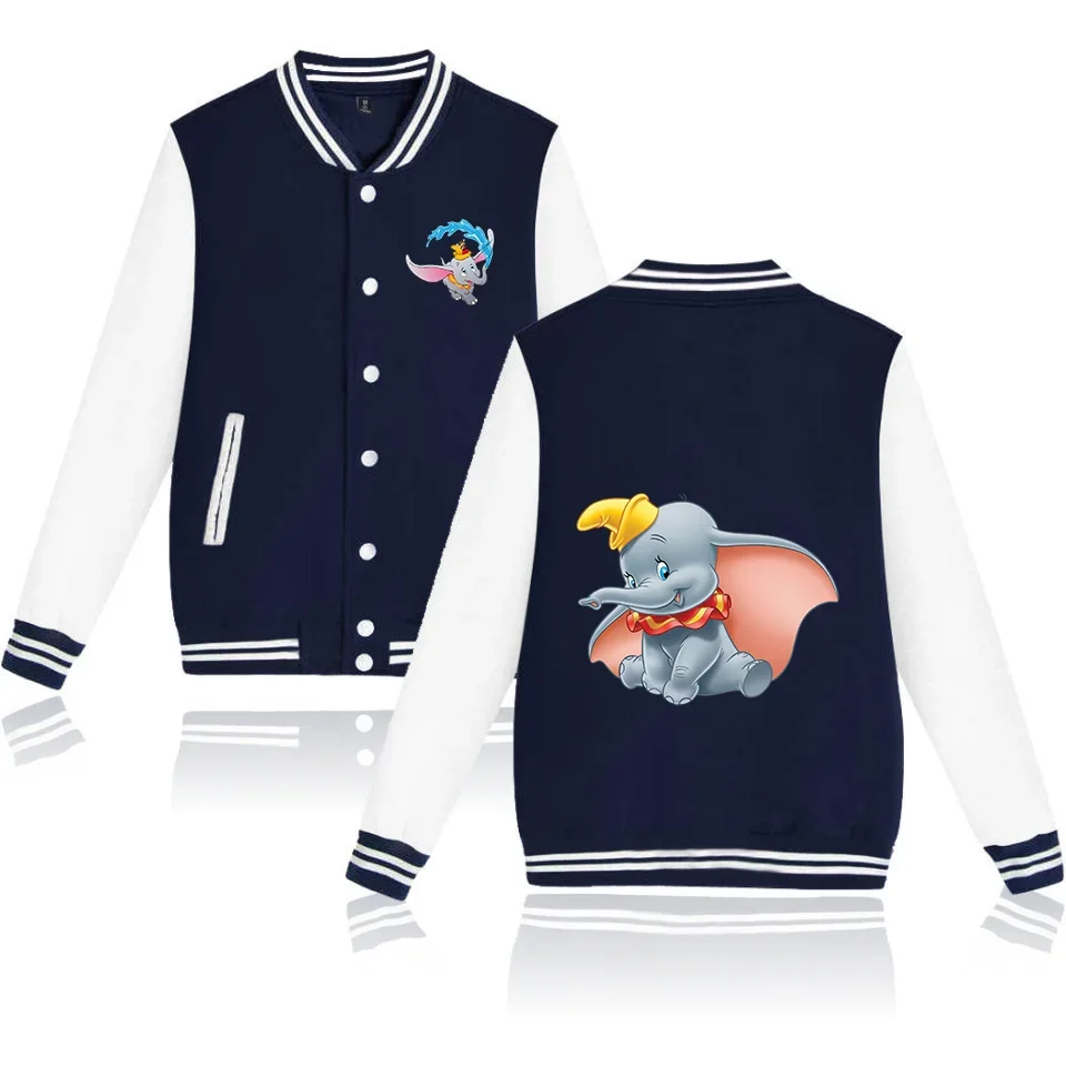 Disney Dumbo Varsity Baseball Bomber Jacket Men Women Hip Hop Harajuku Jackets Kids Boys Girls Single Coats