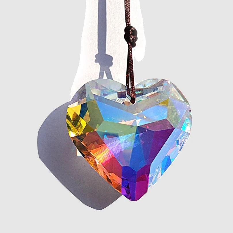 Optical Prism Colorful Love Shape Glass Lens Necklace DIY Decoration Mother Kids Lover Wedding Birthday Holiday Party Gift Toy