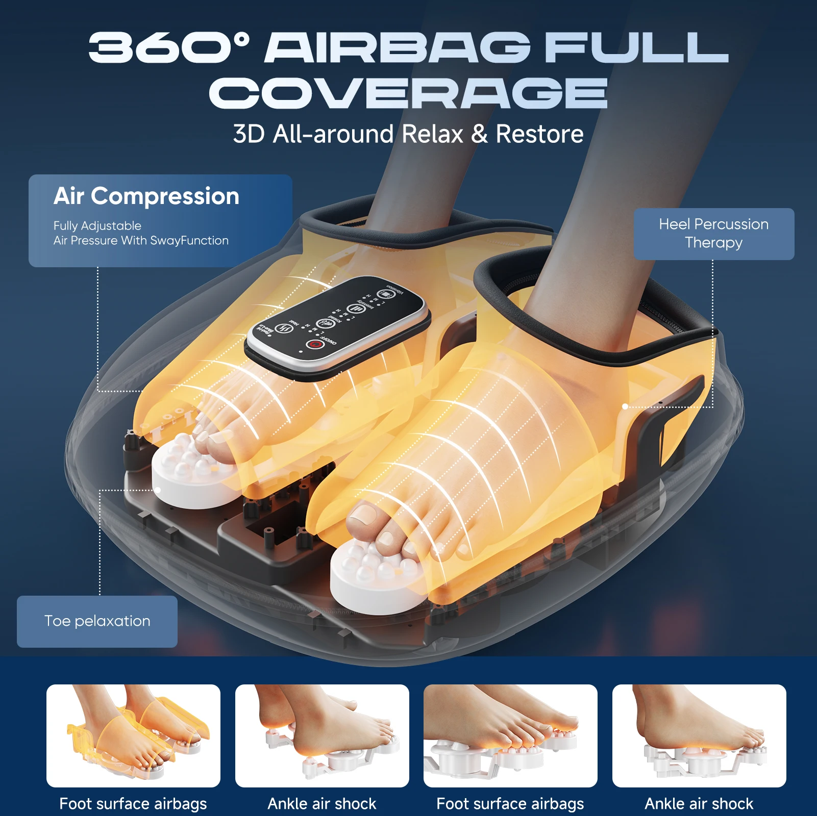 2026 Cross-border Hot-selling Plug-In Timing Control Musical Function Foot Therapy Machine Hot Compress Physiotherapy Feet Massa