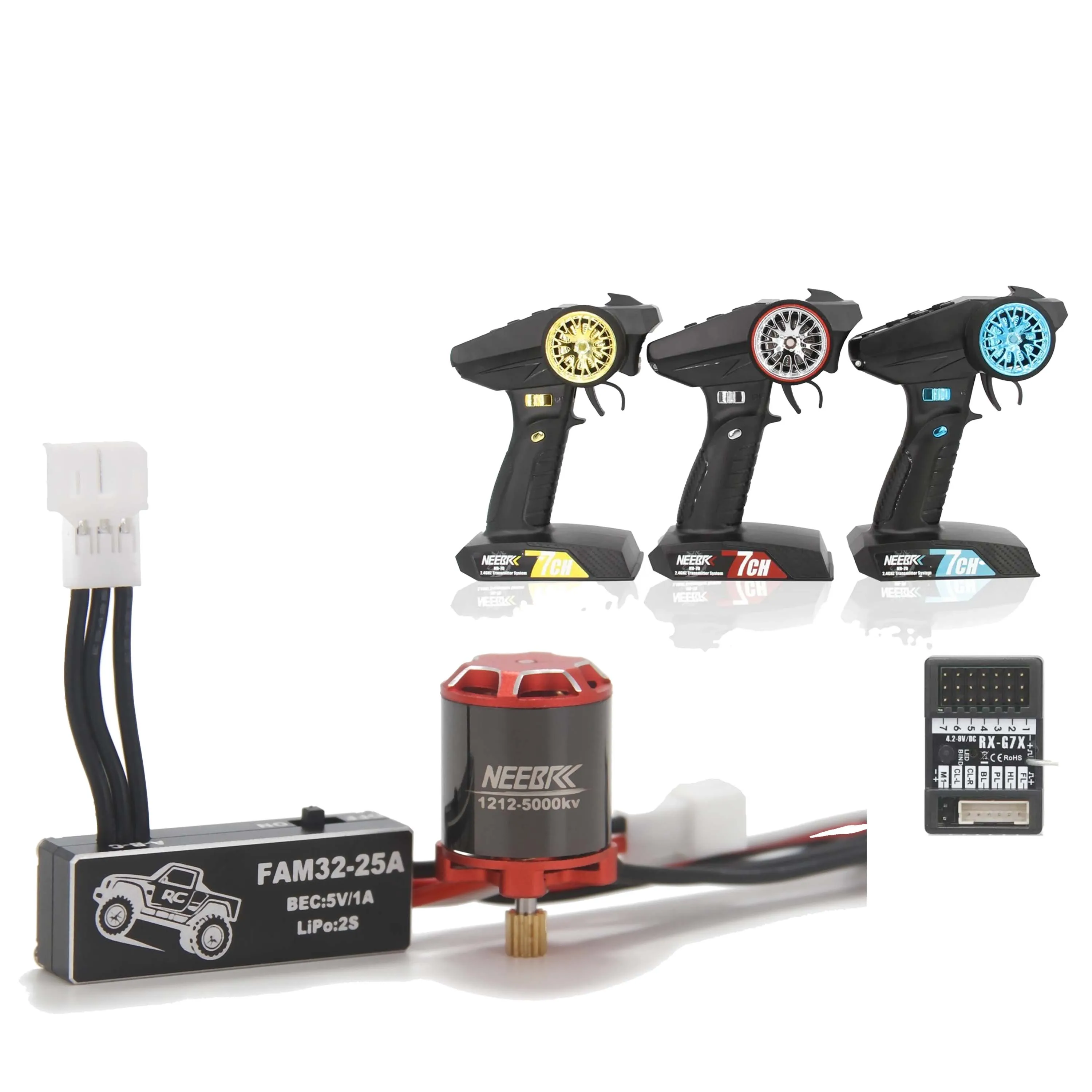 NEEBRC 1212 5000KV Bürstenloser Motor FAM32 PH2.0 25A ESC 7-Kanal Sender-Empfänger-Set für 1/30 RC Crawler Axial SCX30 Upgrade-Teil