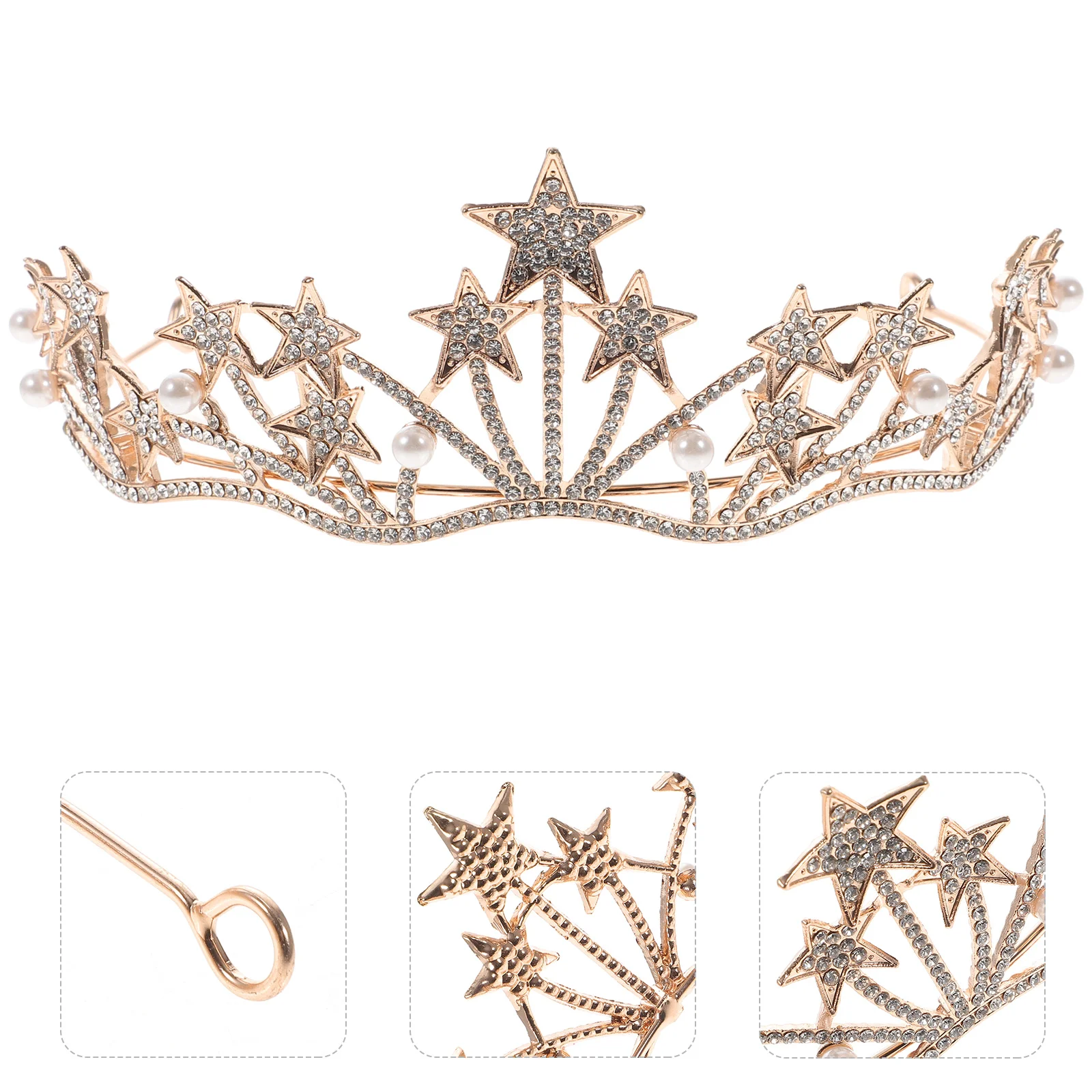 1 Uds. Diadema de aleación de cristal con diamantes de imitación de estrella, tocado de Boda de Princesa nupcial, tocado de moda para el cabello para niñas