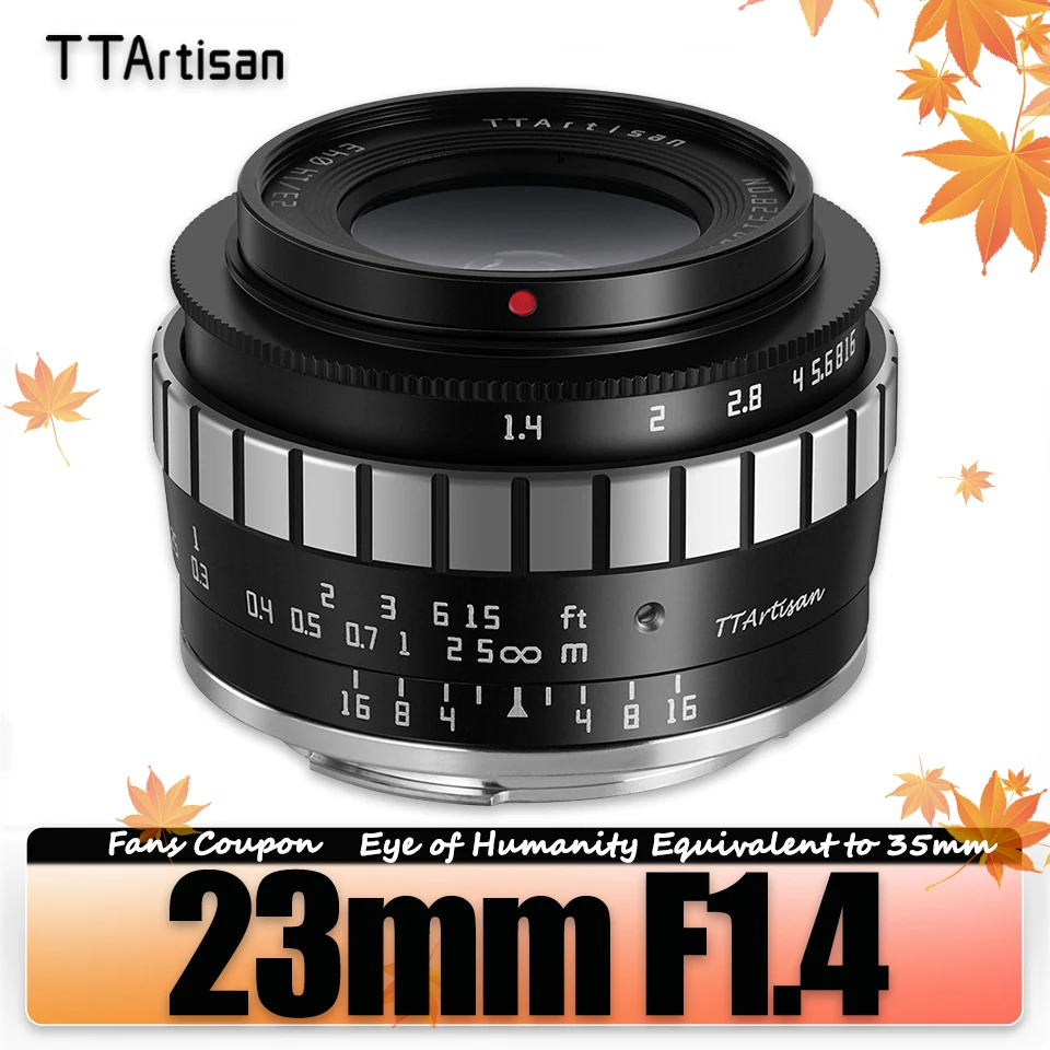 TTArtisan APS-C 23mm F1.4 MF Fast Documentary Lens for Fuji X-E4 XT-100 Sony A6600 Canon Nikon Z50 ZFC Olympus E-M5 M43-mount