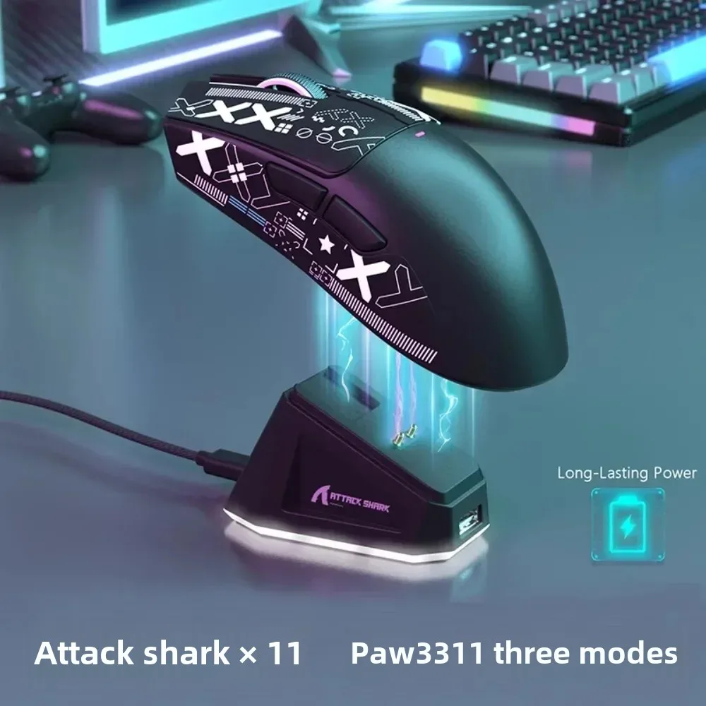 Attack Shark X11 Bluetooth Wireless mouse Esports Games With charging dock good-looking 22000DPI ergonomics Magnetic attraction