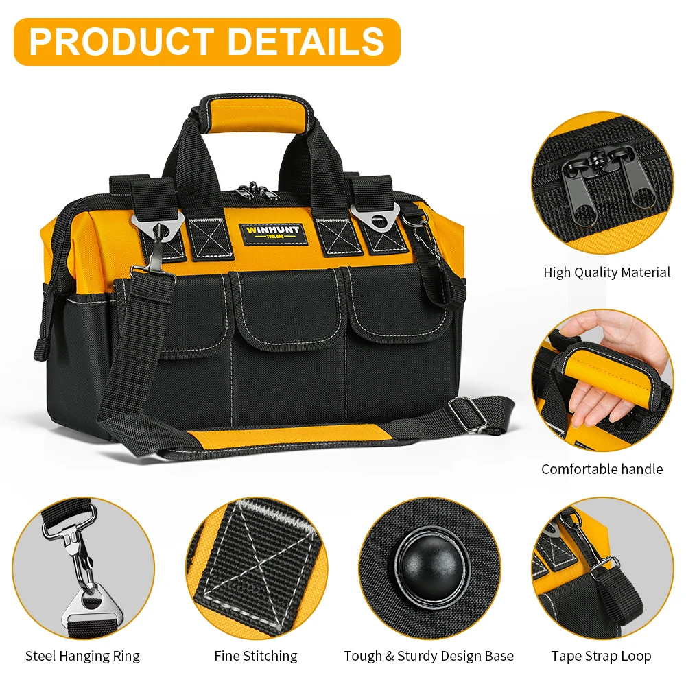 1Heavy Duty Tool Bag, 14-Pocket Portable Empty Tool Box Organizer Storage, Toolbox Organization With Adjustable Shoulder Strap