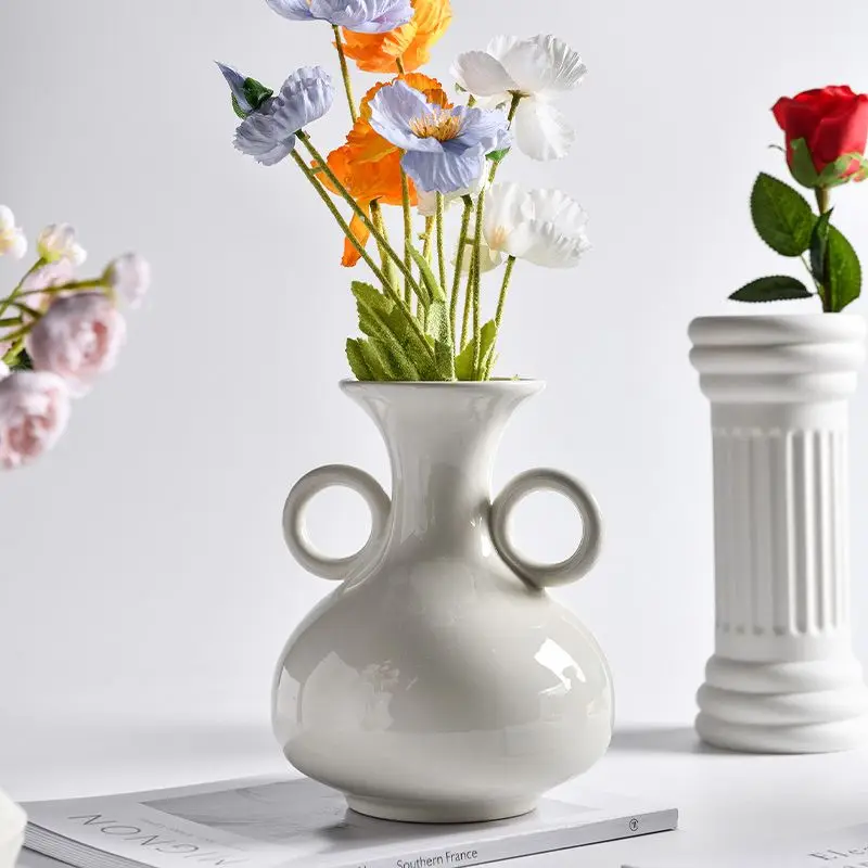 Vase Small Diameter Style Ceramic High Value Light Luxury Dried Flower Arrangement Water Office Decor Home Decoration