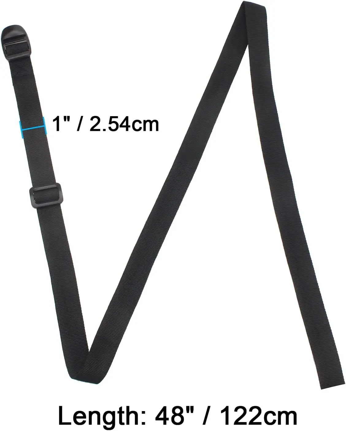 Cintas de Compressão para Saco de Dormir Reforçadas, Pacote com 2 com Fivela Plástica para Camping, Caminhada, Bagagem - 48 Polegadas Preto