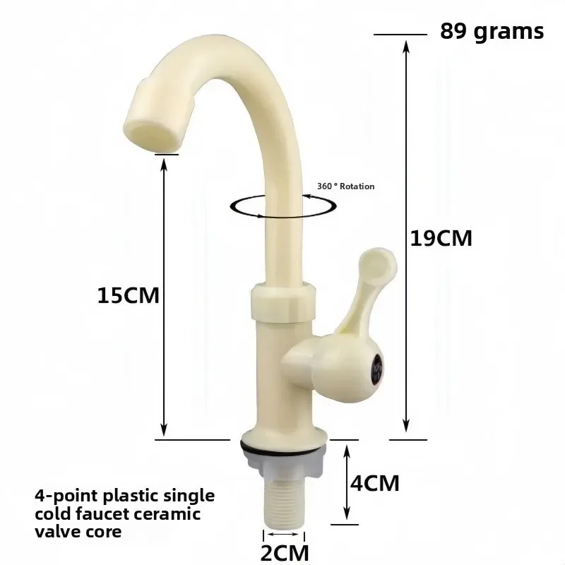 1Pcs Universal Plastic Faucet for Engineering Household Kitchen Sink Single Hole Tap Water Control