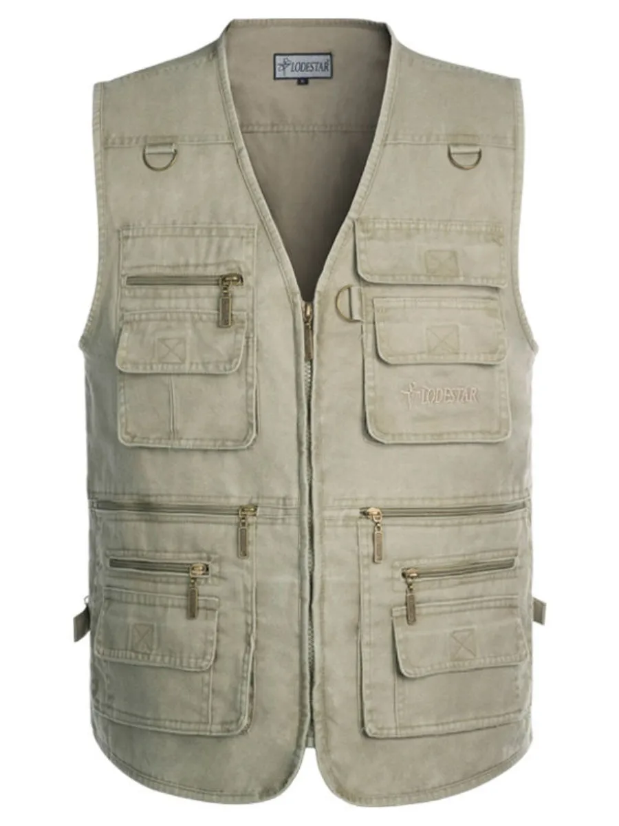 

Мужской жилет для улицы, весна-осень, рабочая одежда большого размера, многоэтажный холщовый жилет, модный городской жилет V-Ne, стандартная посадка