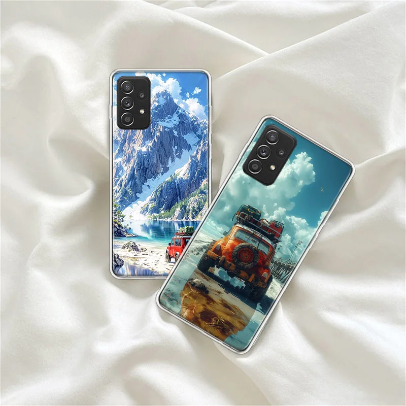 Off Road Vehicle Tourism Scenery Phone Case For Galaxy A02S A03S A12 A22 A32 A42 A52 A52S A72 Samsung A73 A53 A33 A23 A13 A9 A8