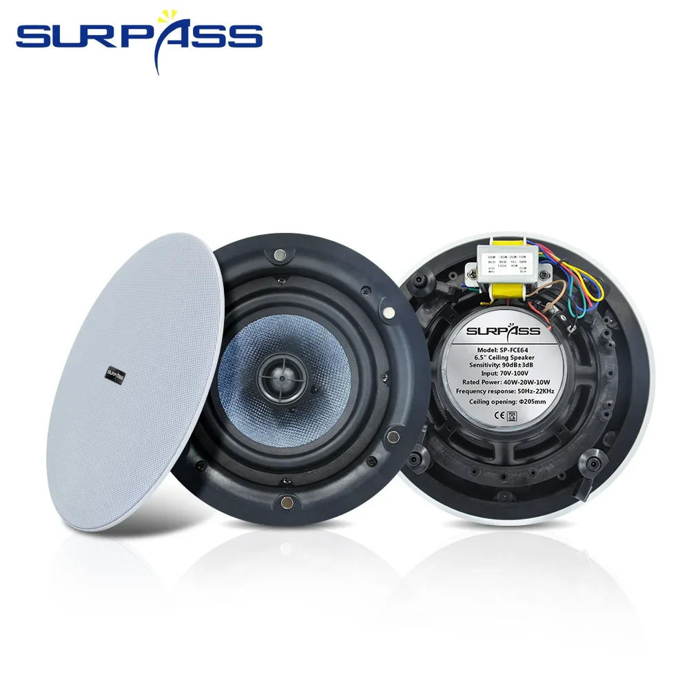 

Dustproof Coaxial Ceiling Speaker 6.5inch 40W Passive PA Speaker Stereo Sound Background Audio System for Hotel Theater Cinema