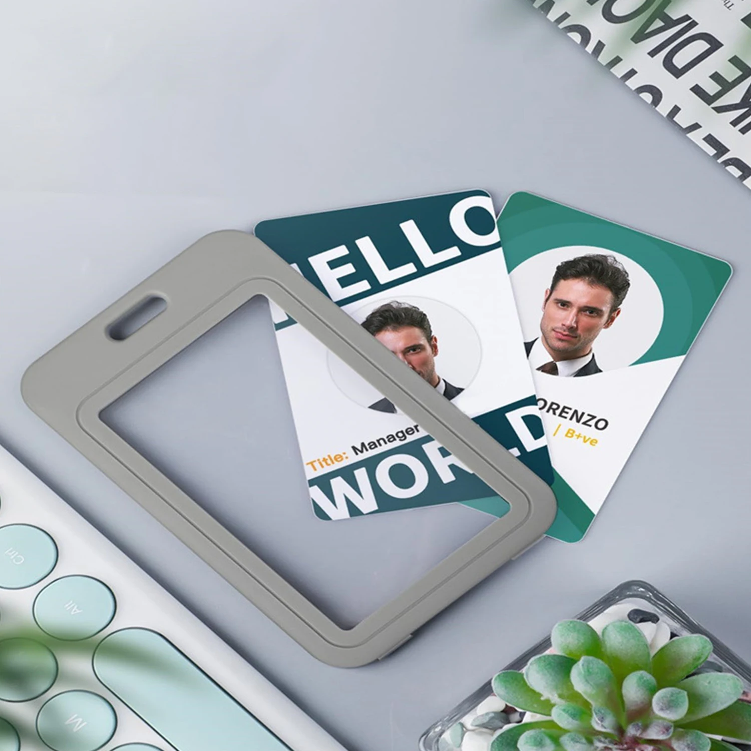 Color Plastic Transparent Card Work Card Set Double-Sided Transparent Badge Can Bring Lanyard Work Card Student School Card