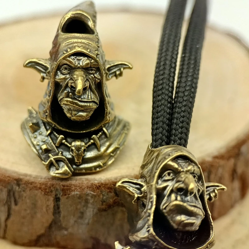 Goblin Humanoid Organism Brass Knife Beads EDC DIY Paracord Woven Bracelets Lanyard Pendants Accessories Outdoor Tool Hangings