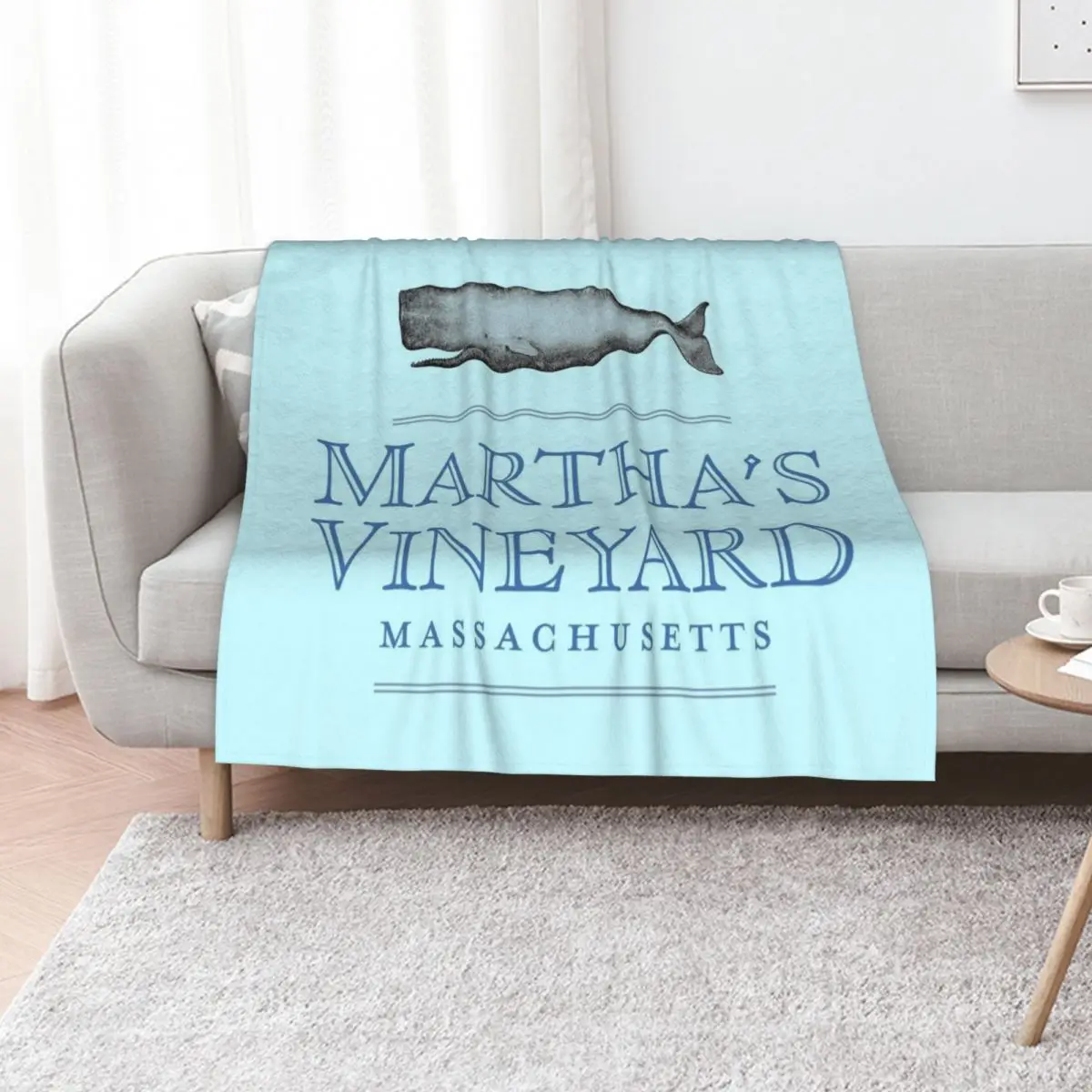 Martha's Vineyard Massachusetts Vintage Whale Design Throw Blanket Plush Decorative Sofa heavy to sleep Thin Furrys Blankets