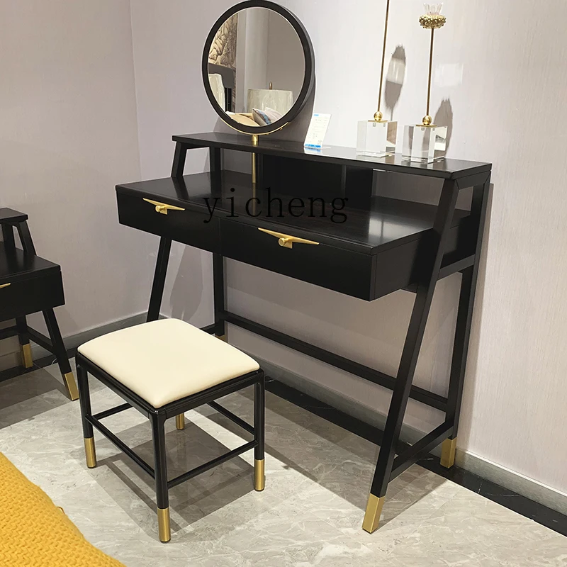 

ZYA New Chinese Style Solid Wood Dressing Table Bedroom Full Solid Wood Dormitory Simple Dressing Table