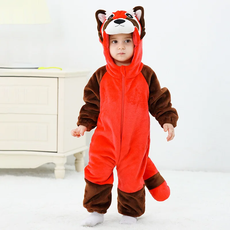 Cute Raccoon Baby Clothes Boy Girl Onesie Romper Winter flannel Bodysuit Pajamas Kigurumis Halloween Children\'s clothing 0-5year