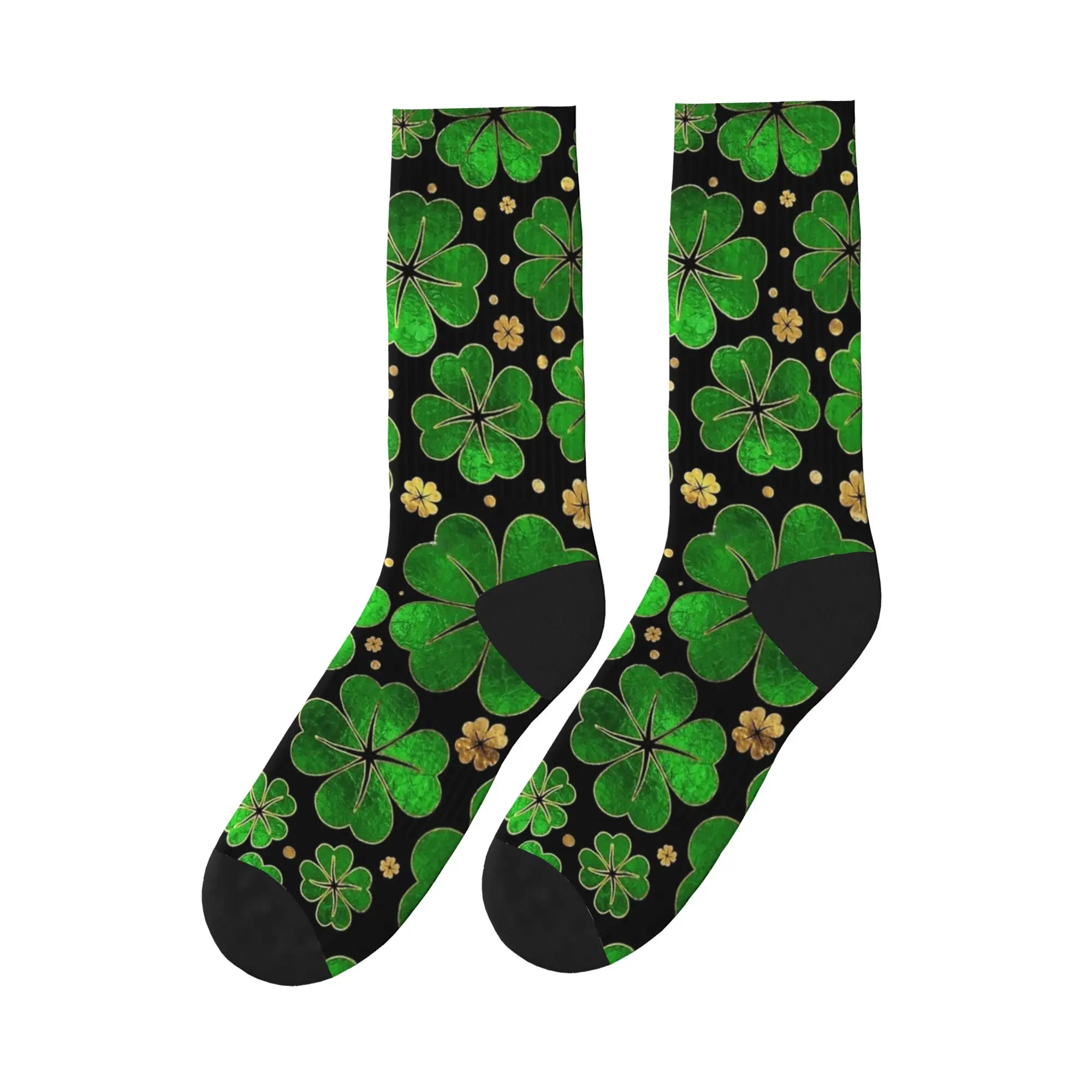 

Lucky Shamrock St Patricks Day Socks Fashion Stockings Women Men Warm Soft Climbing Socks Winter Design Non-Slip Socks