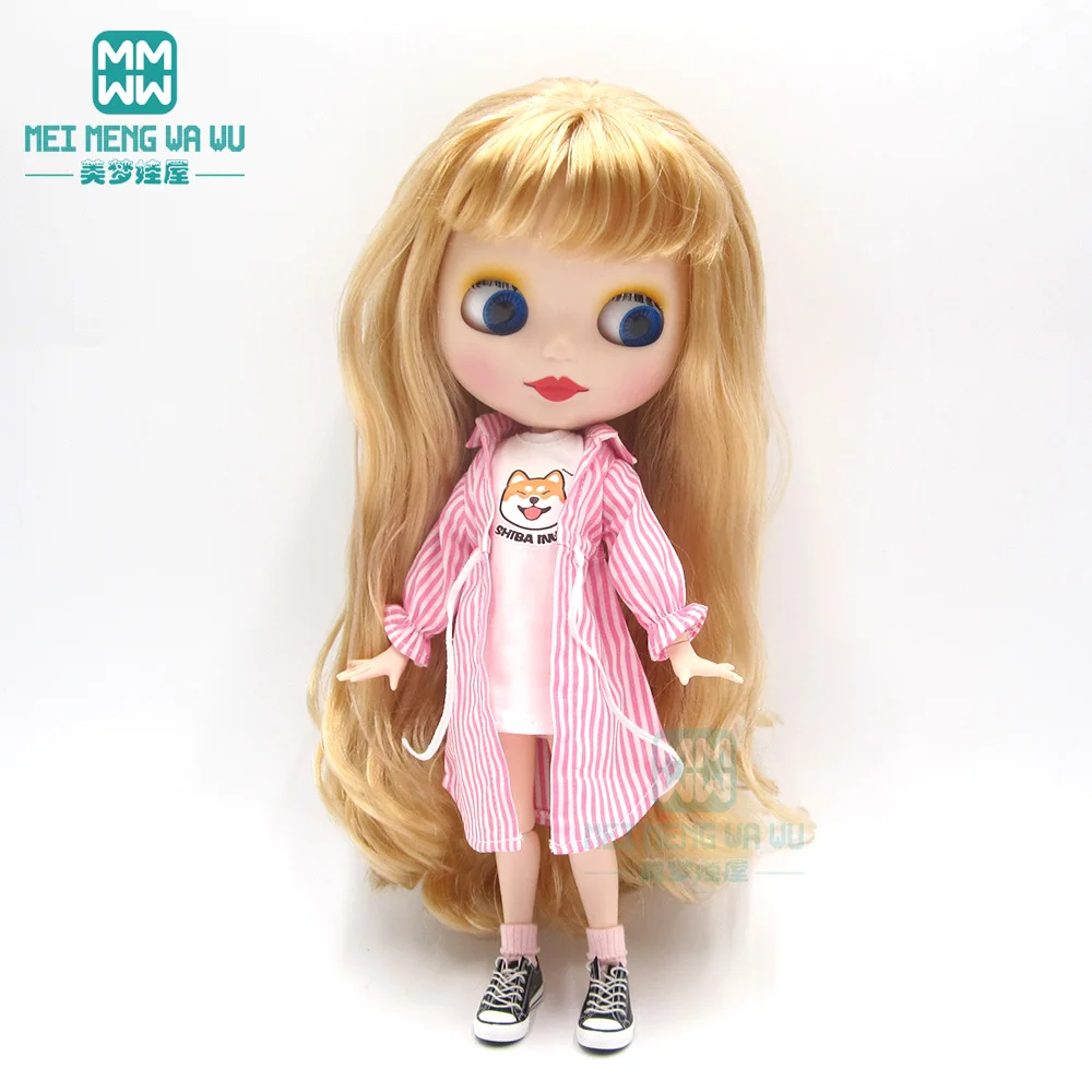 

Fits 28cm Blyth Azone OB22 OB24 Doll Clothes Fashionable striped shirt