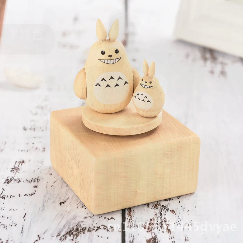 

Креативная деревянная вращающаяся музыкальная шкатулка с изображением животных, выгравированный ремесленный подарок, праздничное украшение, инкрустированный круглый дизайн с резьбой