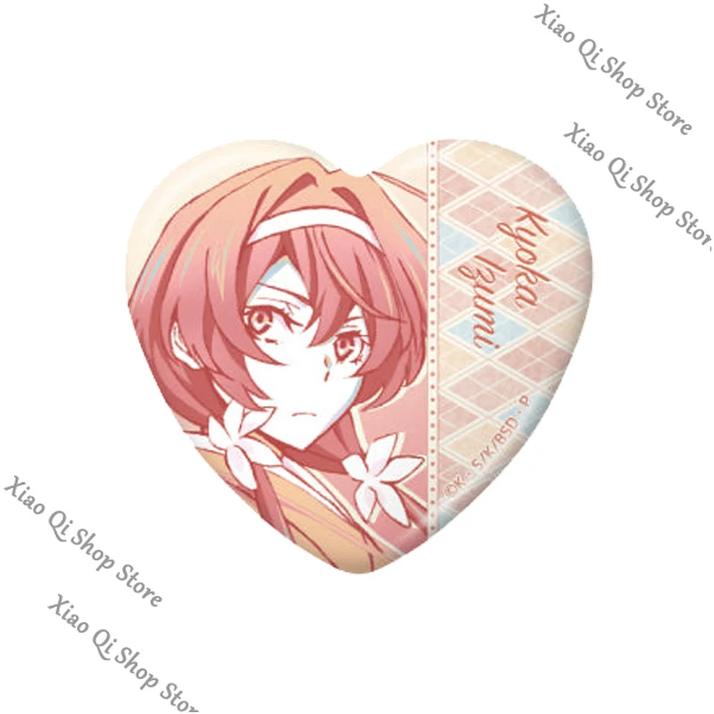 Значок из жести в форме сердца Bungo Stray Dogs Kunikida Doppo Edogawa Rampo, оригинальный четвертое издание, коллекционный подарок