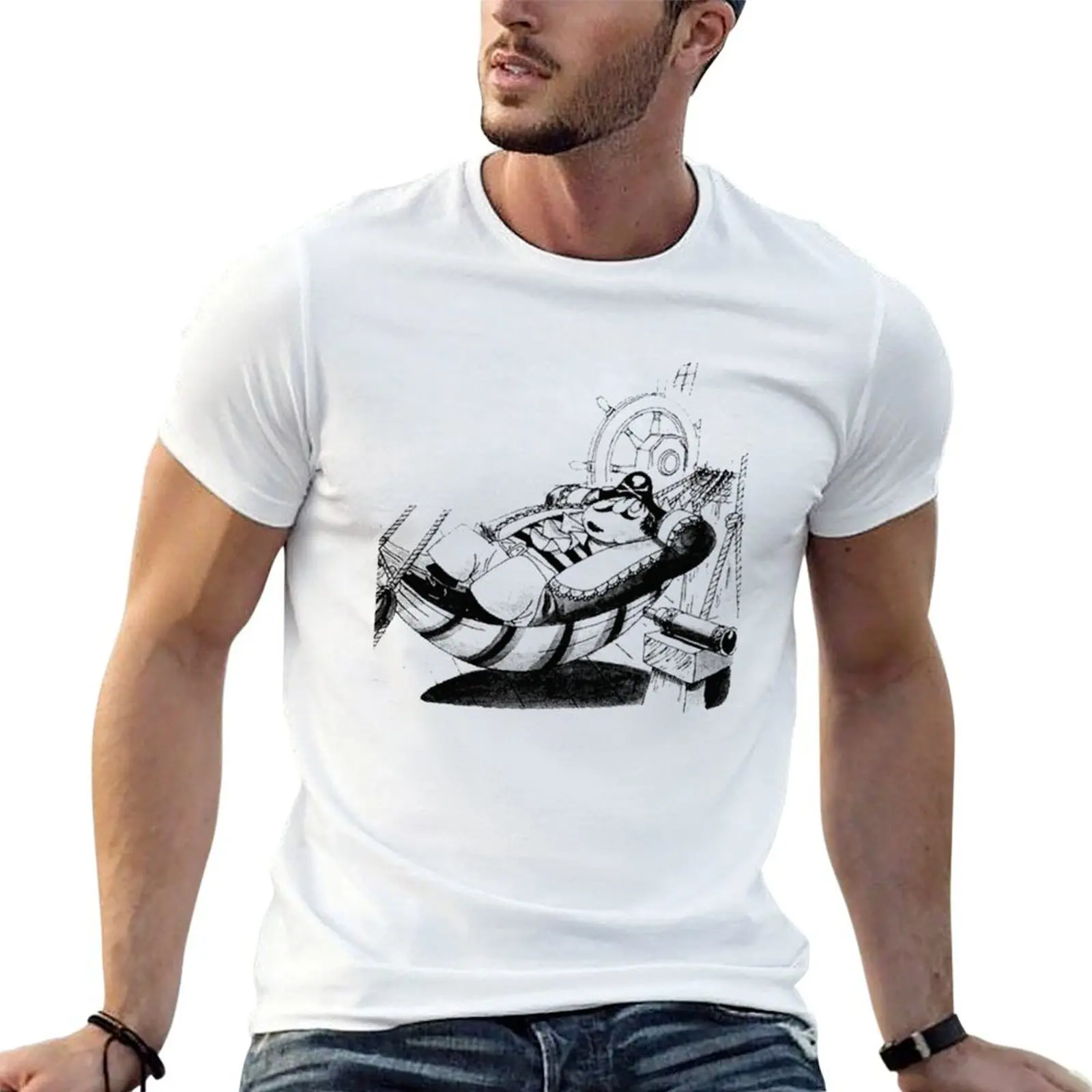 Captain Pugwash hammock T-Shirt Funny t-shirts anime clothes Men's t-shirt