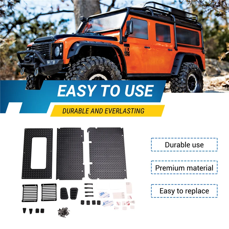 A07I 9 أجزاء زخرفية لسياج المصباح المعدني Trx4 - Landrover/مقبض الباب/مفصل الباب/عاكس