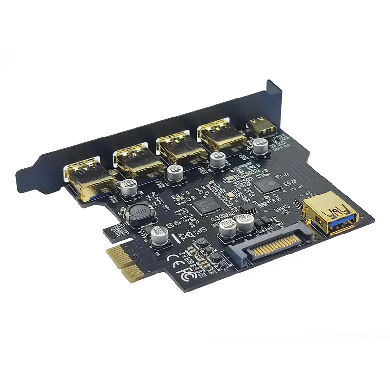 PCIE USB 확장 카드, PCI Express X1 to USB C 타입, 4 포트 외장 USB 3.0, 1 포트 내장 USB 3.0 보드, PCI-E USB 3.2 라이저