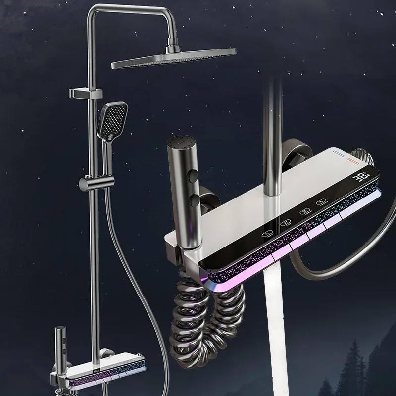 

High Quality Wall Mounted Aluminum Alloy Digital Shower Set Bathroom Shower System Piano Shower Set