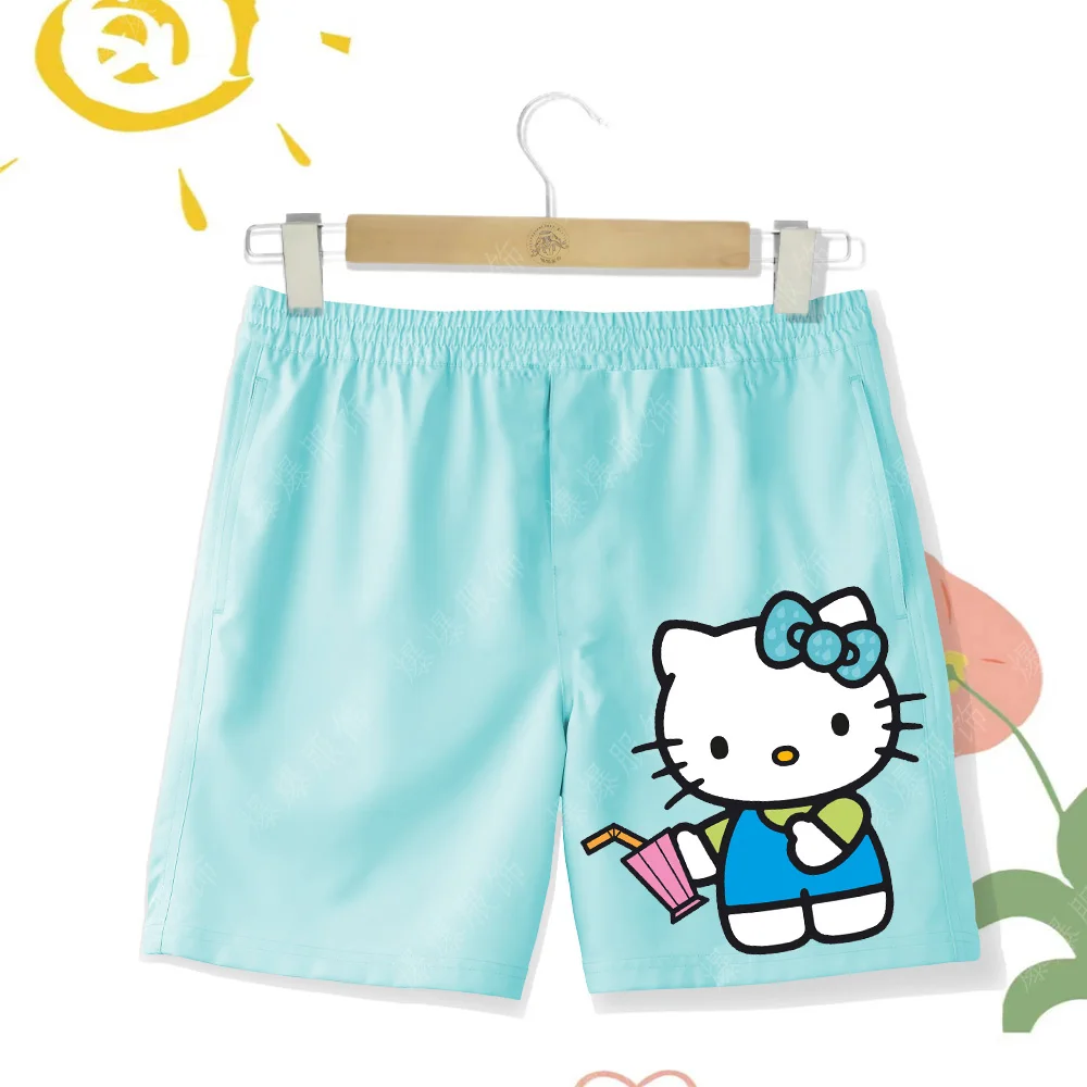 HelloKitty Summer Girls Shorts New beach pants Casual Everyday Comfort shorts Swim Quick Dry trunks Sweet kt Cat