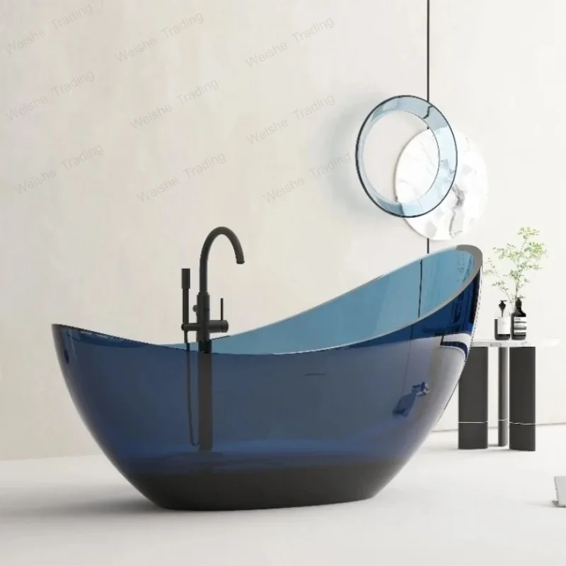 Luxury Transparent Freestanding Bathtub Transparent Pink Resin Bathtub Solid Surface  Freestanding Bathtub
